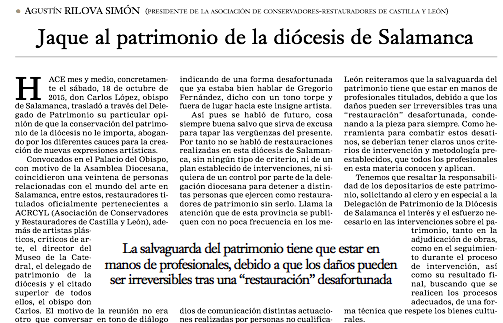 Jaque al patrimonio de la diócesis de Salamanca